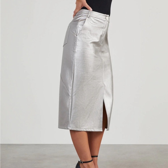 Silver Metallic Midi Skirt - Picture 2 of 2